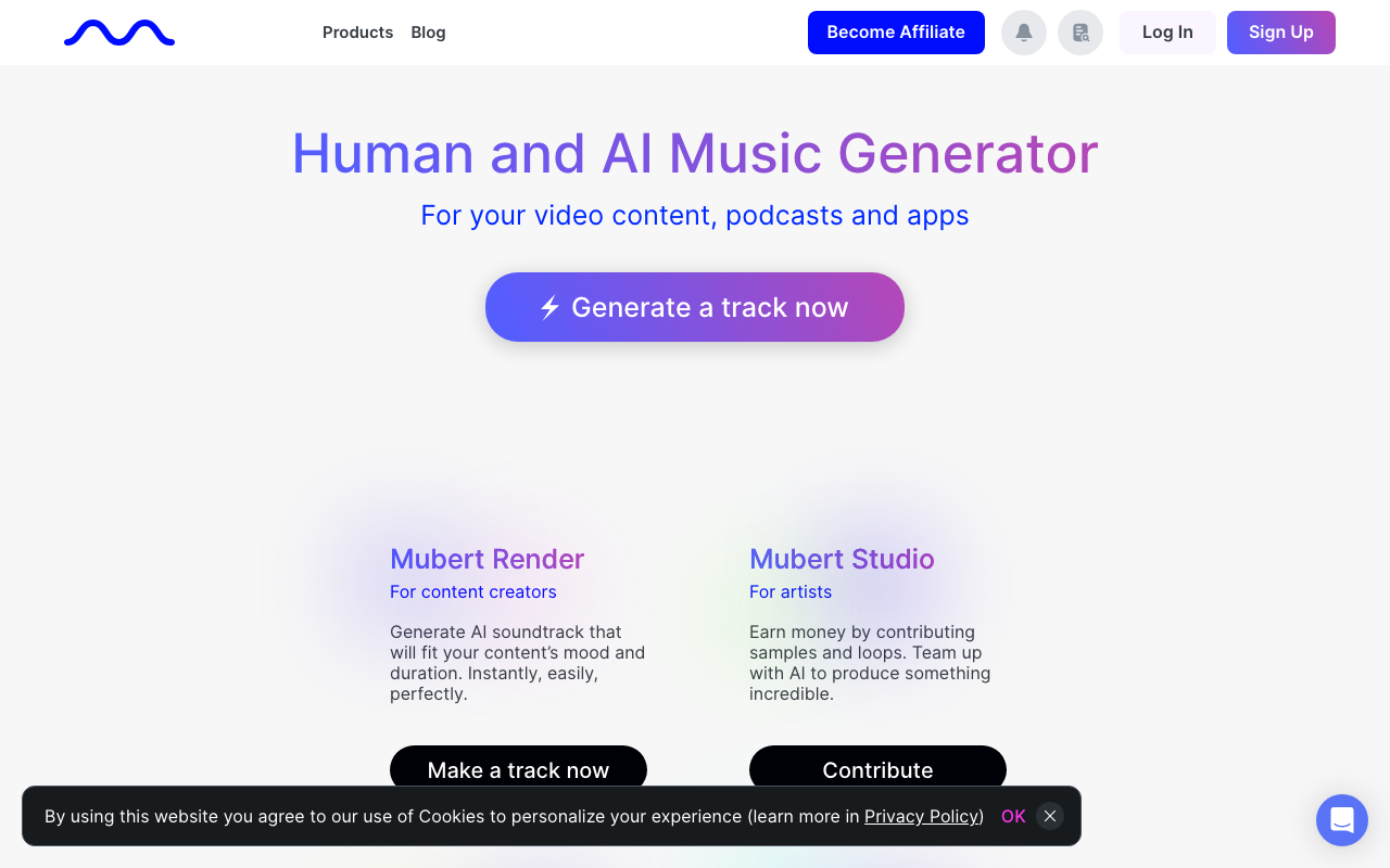 Mubert product screenshot