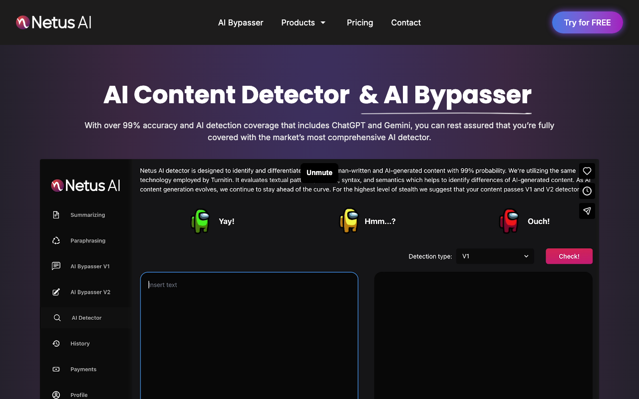 NetusAI Paraphrasing Tool product screenshot