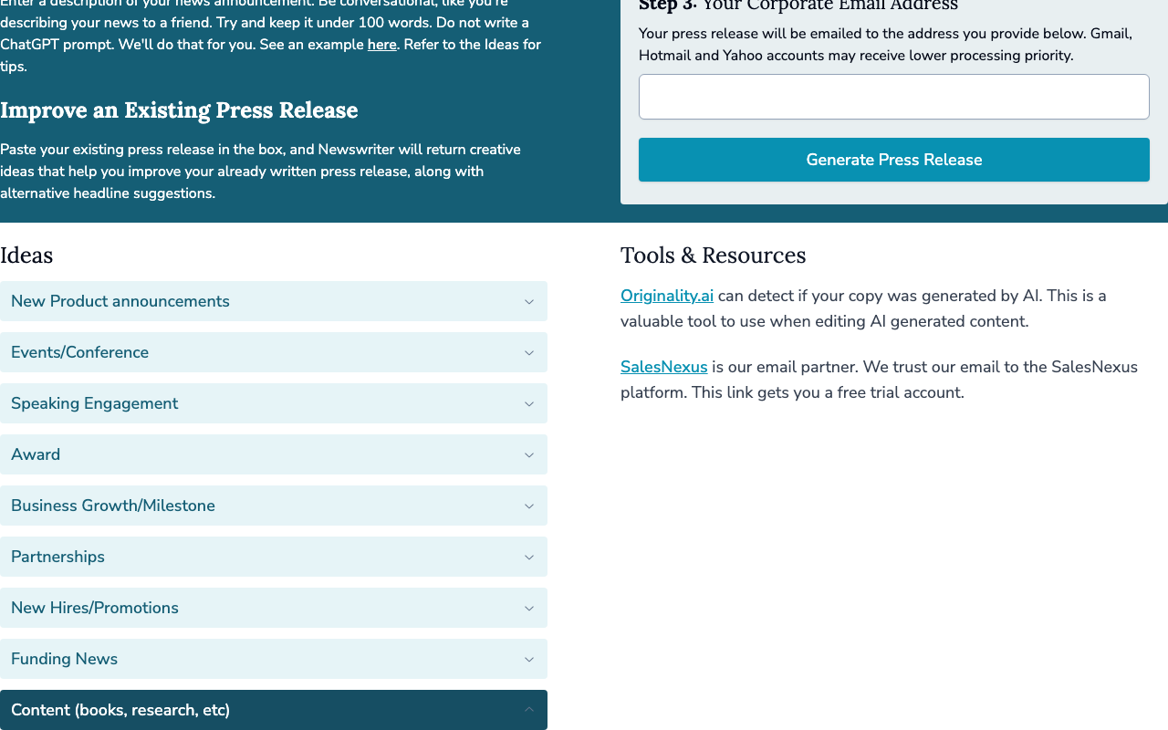 Newswriter.ai product screenshot