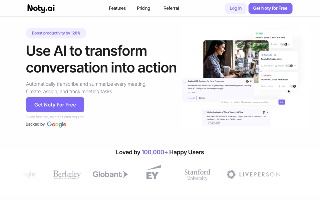 Noty.ai product screenshot