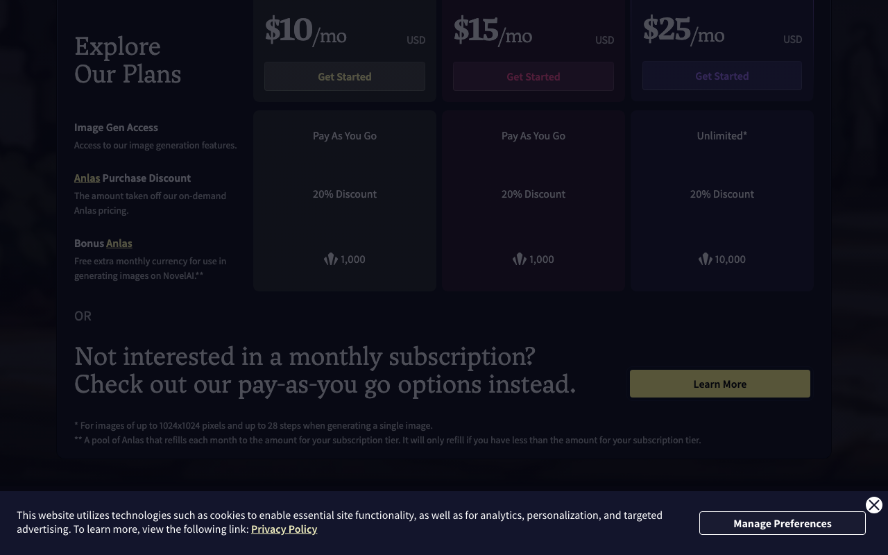 NovelAI product screenshot