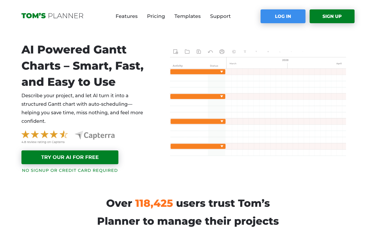 Online Gantt Chart Software product screenshot