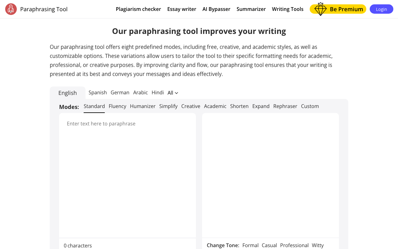 Paraphrasing Tool product screenshot