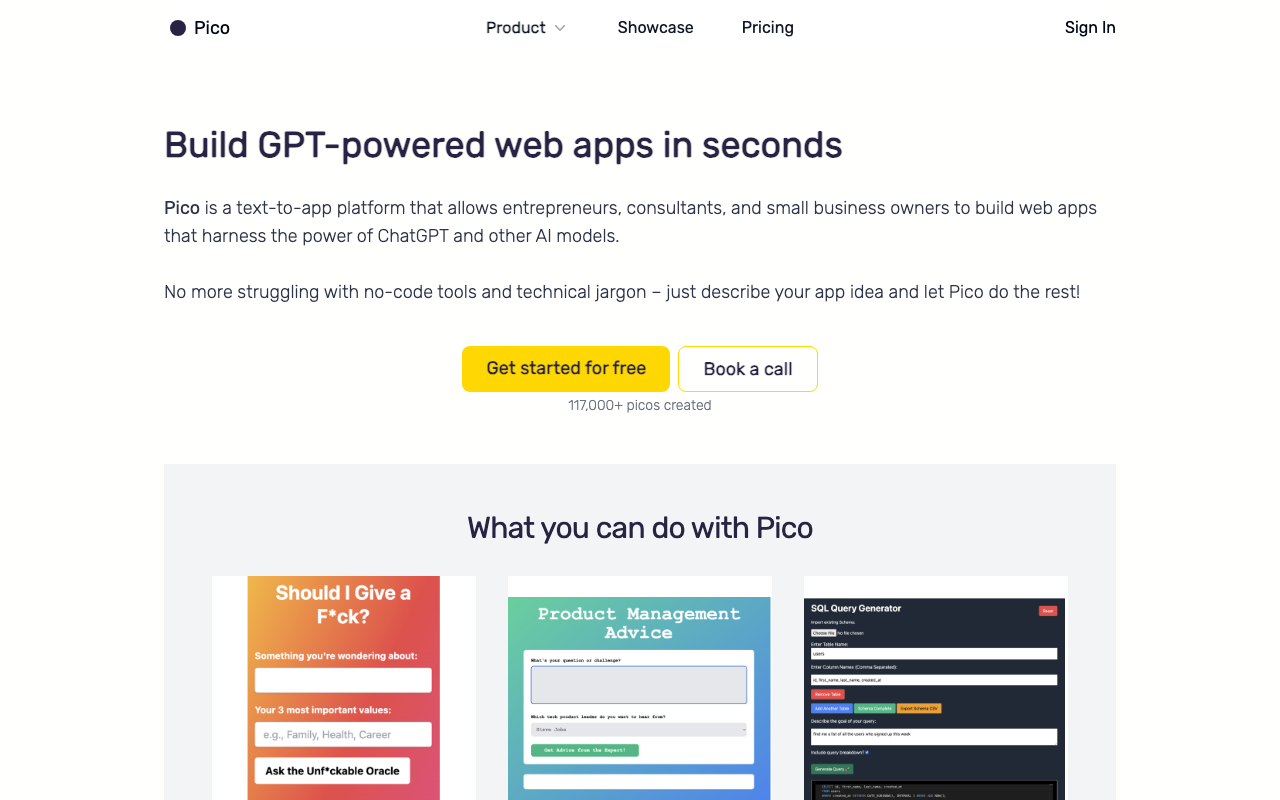 Picoapps.xyz product screenshot