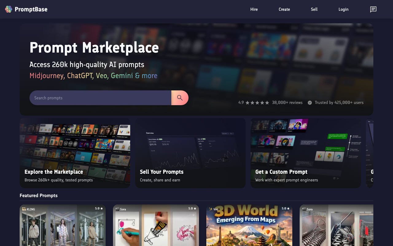 PromptBase product screenshot
