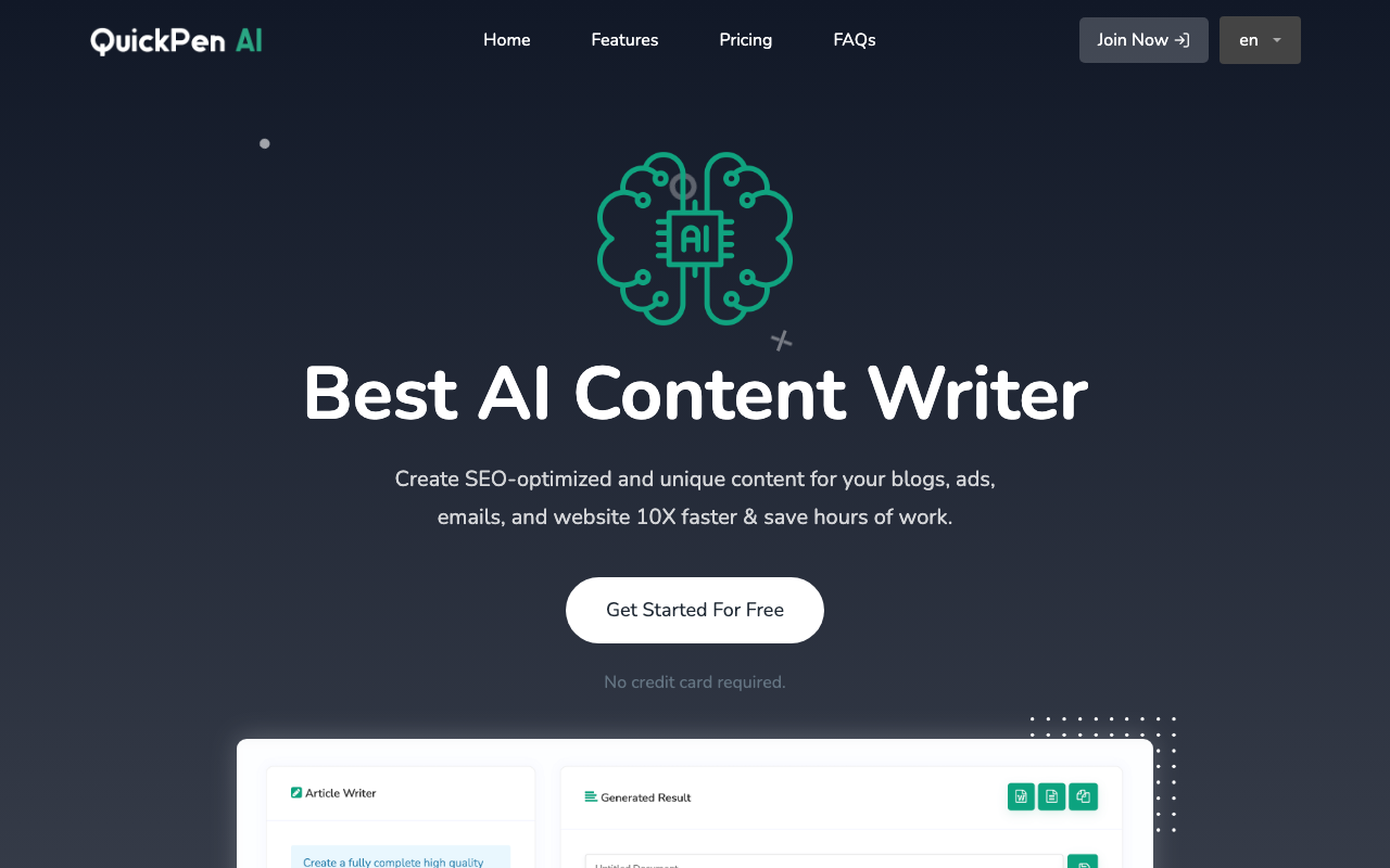 QuickPen AI product screenshot