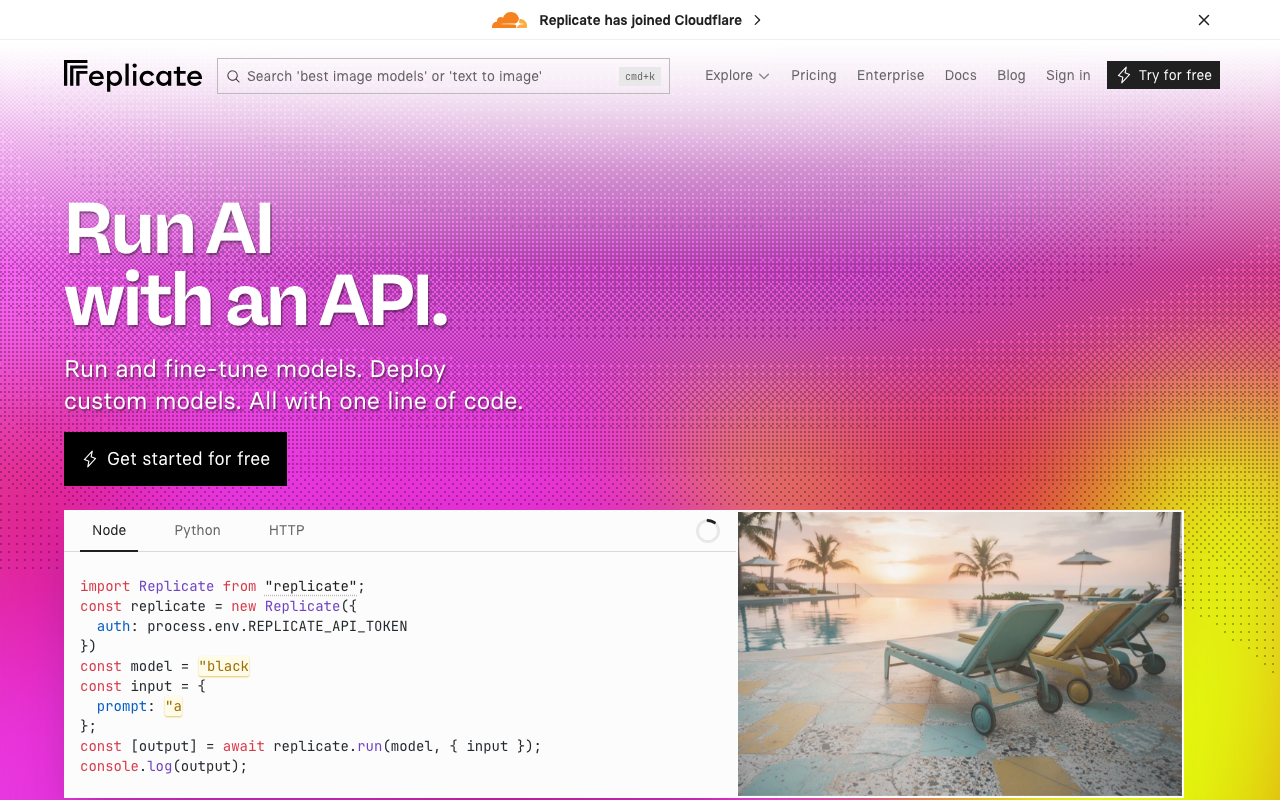 Replicate.com product screenshot