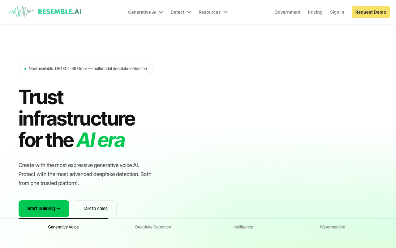 Resemble AI product screenshot
