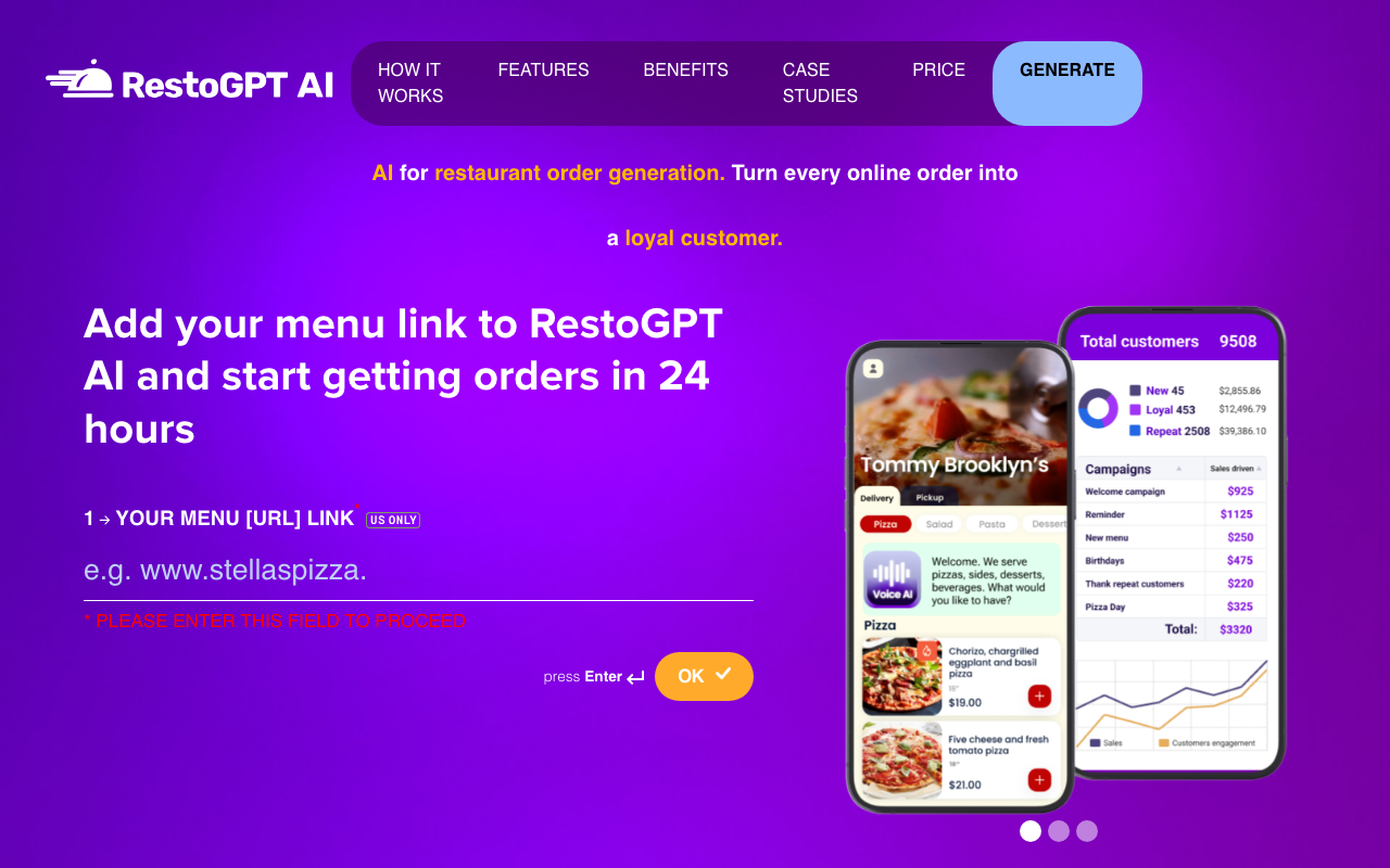 RestoGPT product screenshot