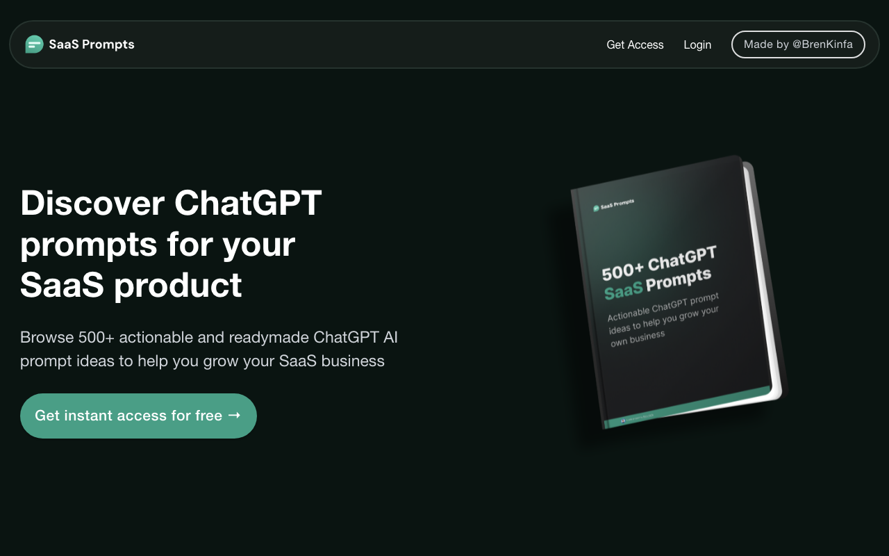 SaaS Prompts product screenshot
