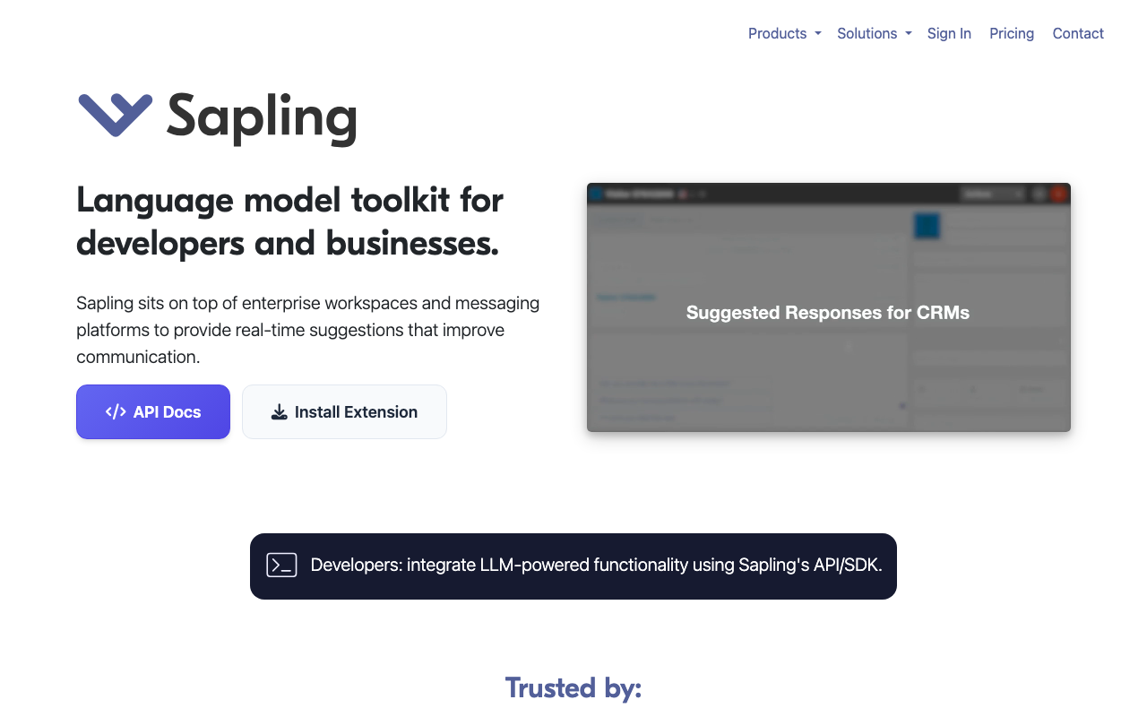 Sapling product screenshot