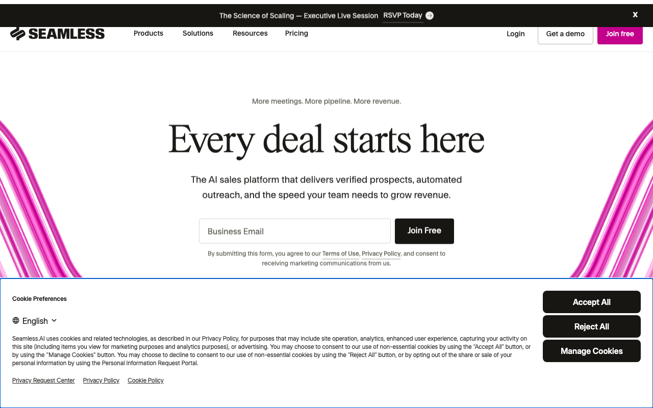 Seamless AI product screenshot