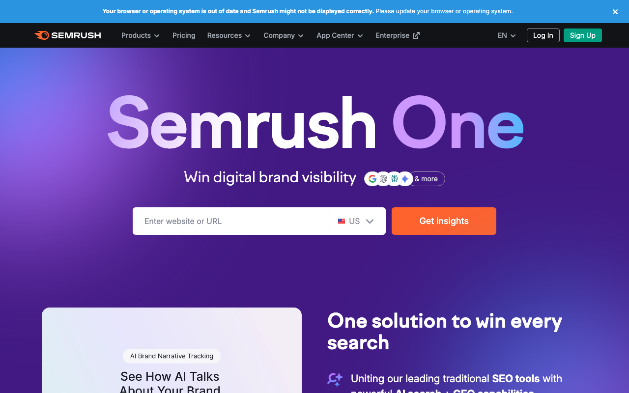 Semrush product screenshot
