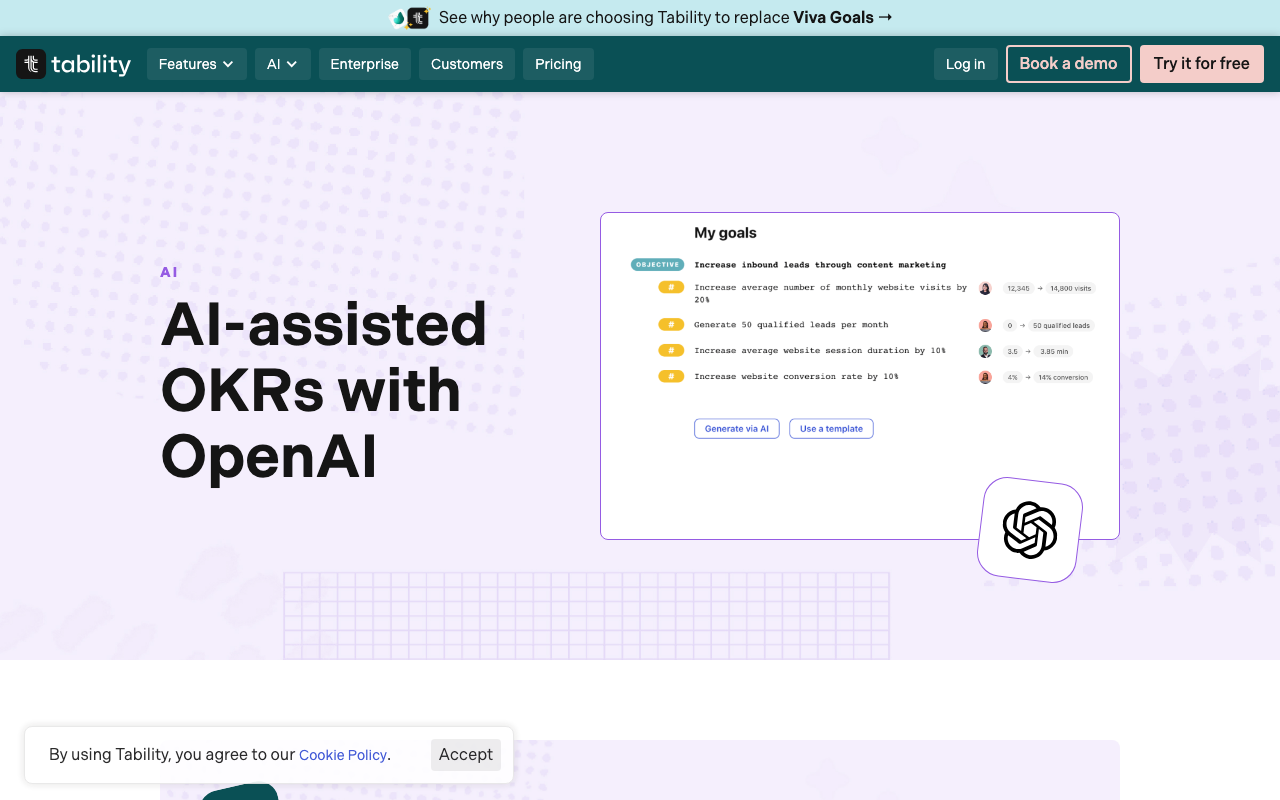 Tability.io product screenshot
