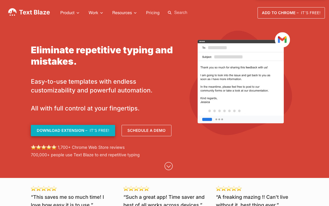 Text Blaze product screenshot