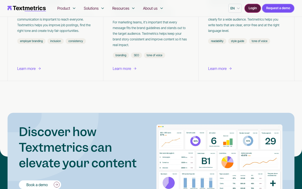 Textmetrics product screenshot