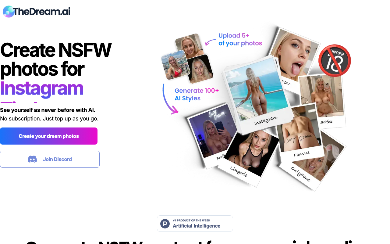 TheDream.ai – Nsfw product screenshot
