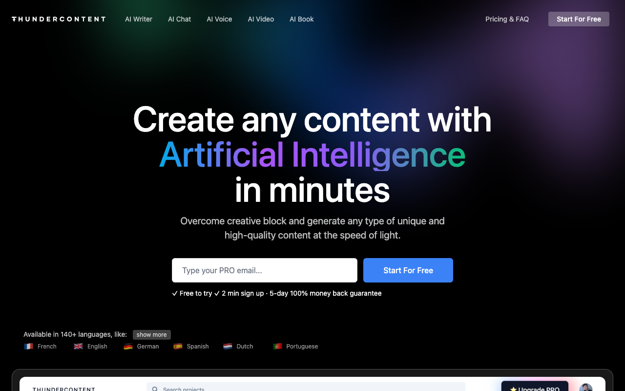 Thundercontent product screenshot