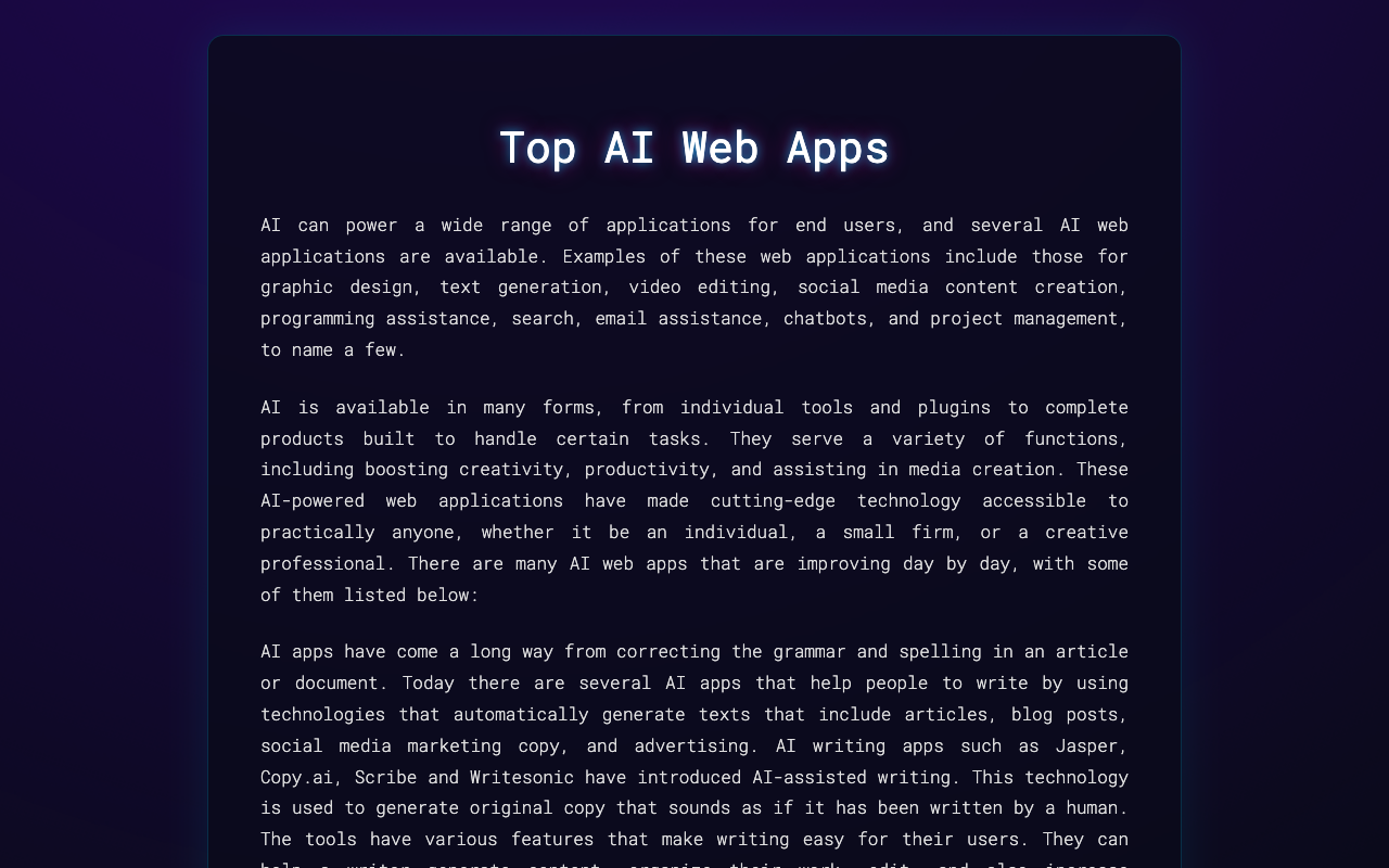 Top APPs Powered By Ai product screenshot