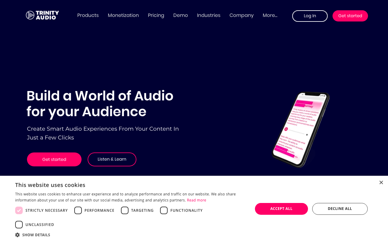Trinity Audio product screenshot