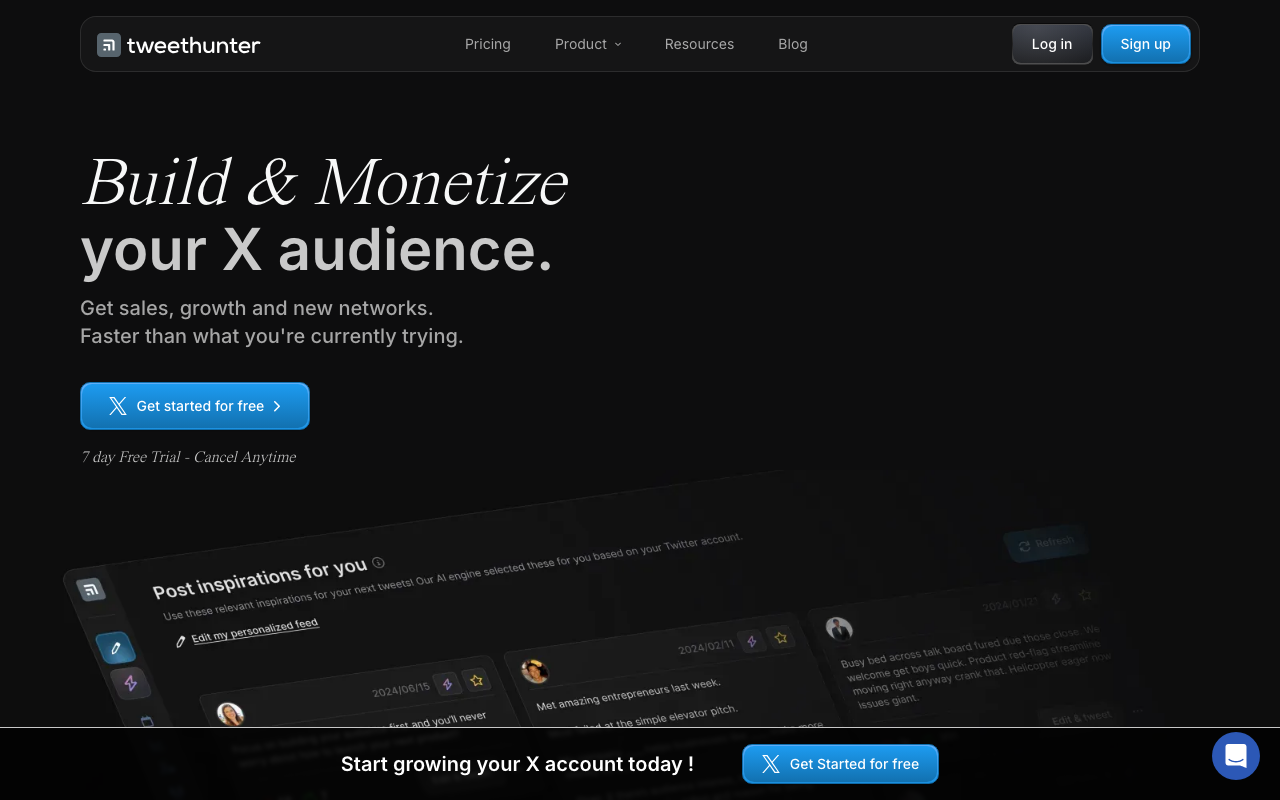 Tweet Hunter product screenshot
