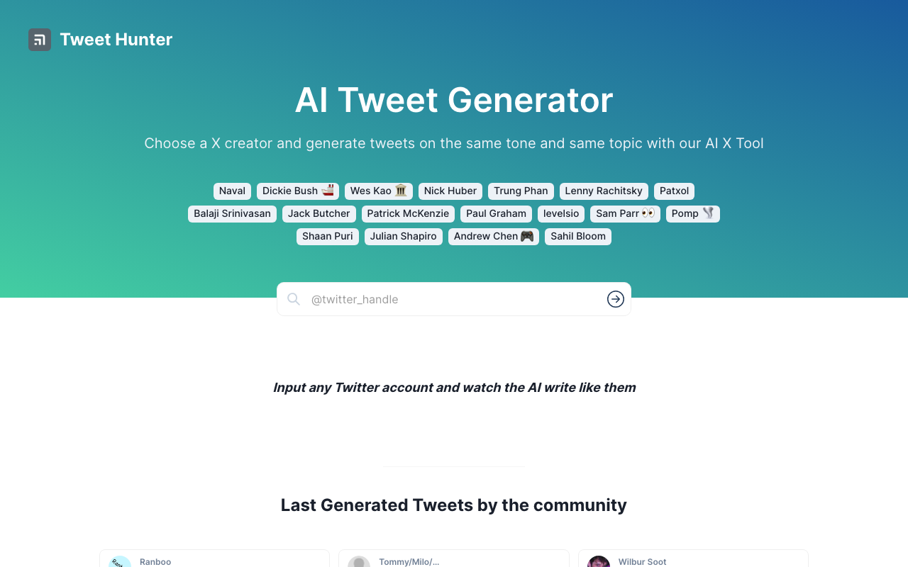 Tweethunter.io product screenshot