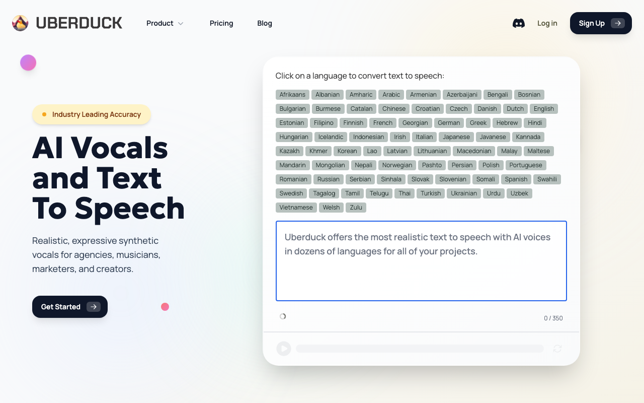 Uberduck.ai product screenshot
