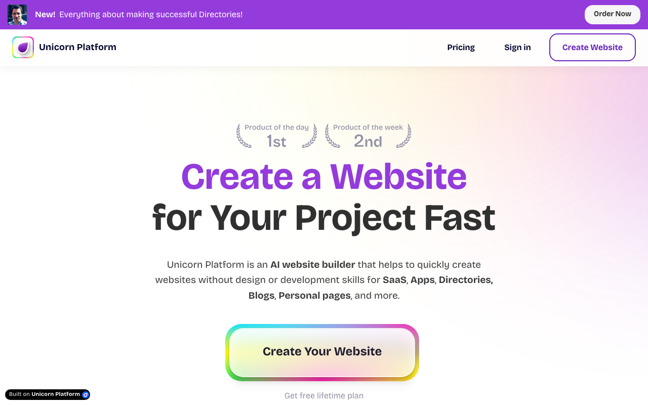 Unicornplatform.com product screenshot