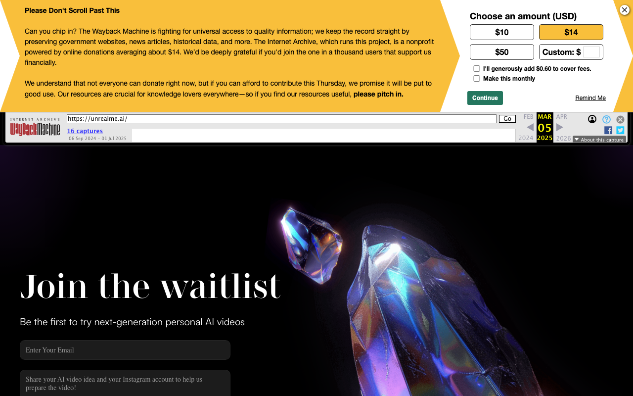 unrealme.ai product screenshot