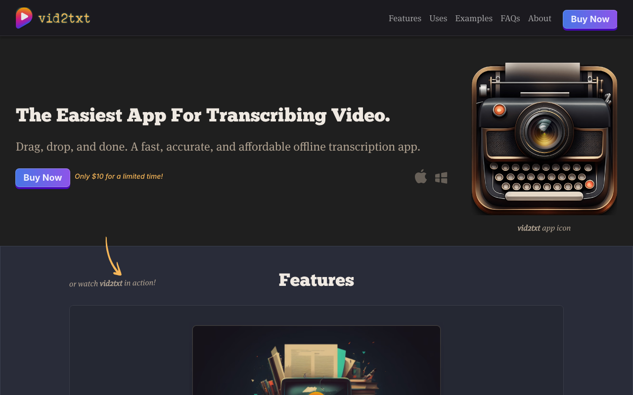 Vid2txt product screenshot