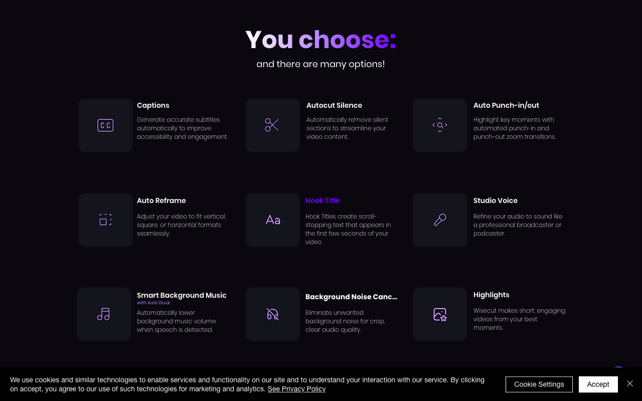 Wisecut product screenshot
