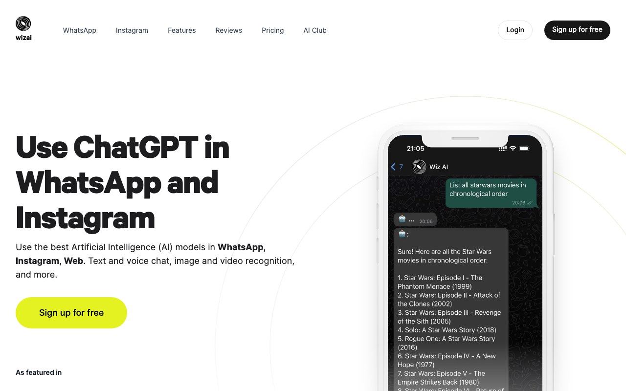 WizAI product screenshot