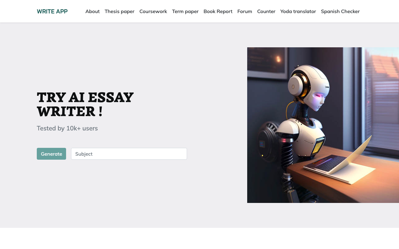 Write! App – AI Essay Writer product screenshot
