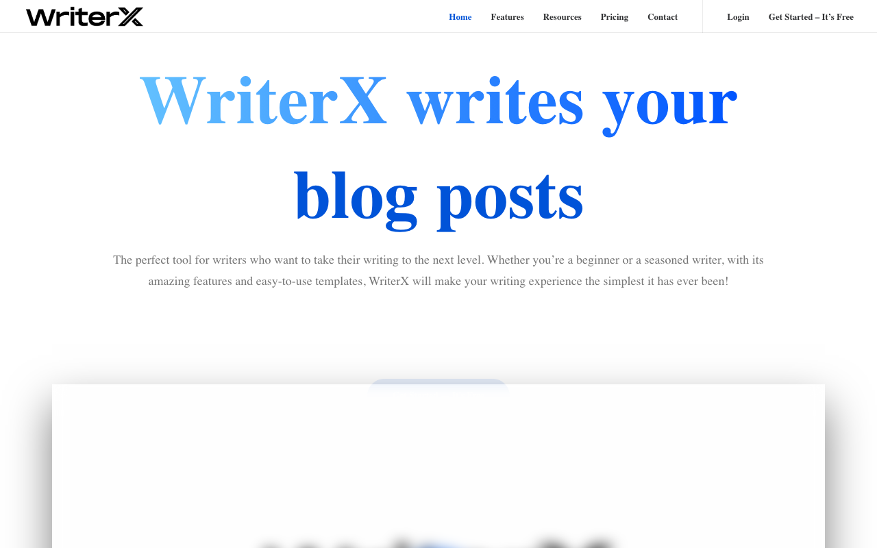 WriterX product screenshot