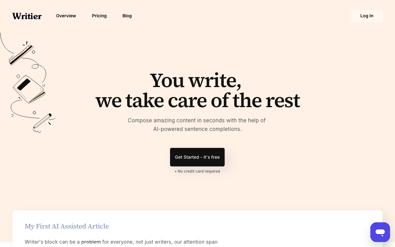 Writier product screenshot
