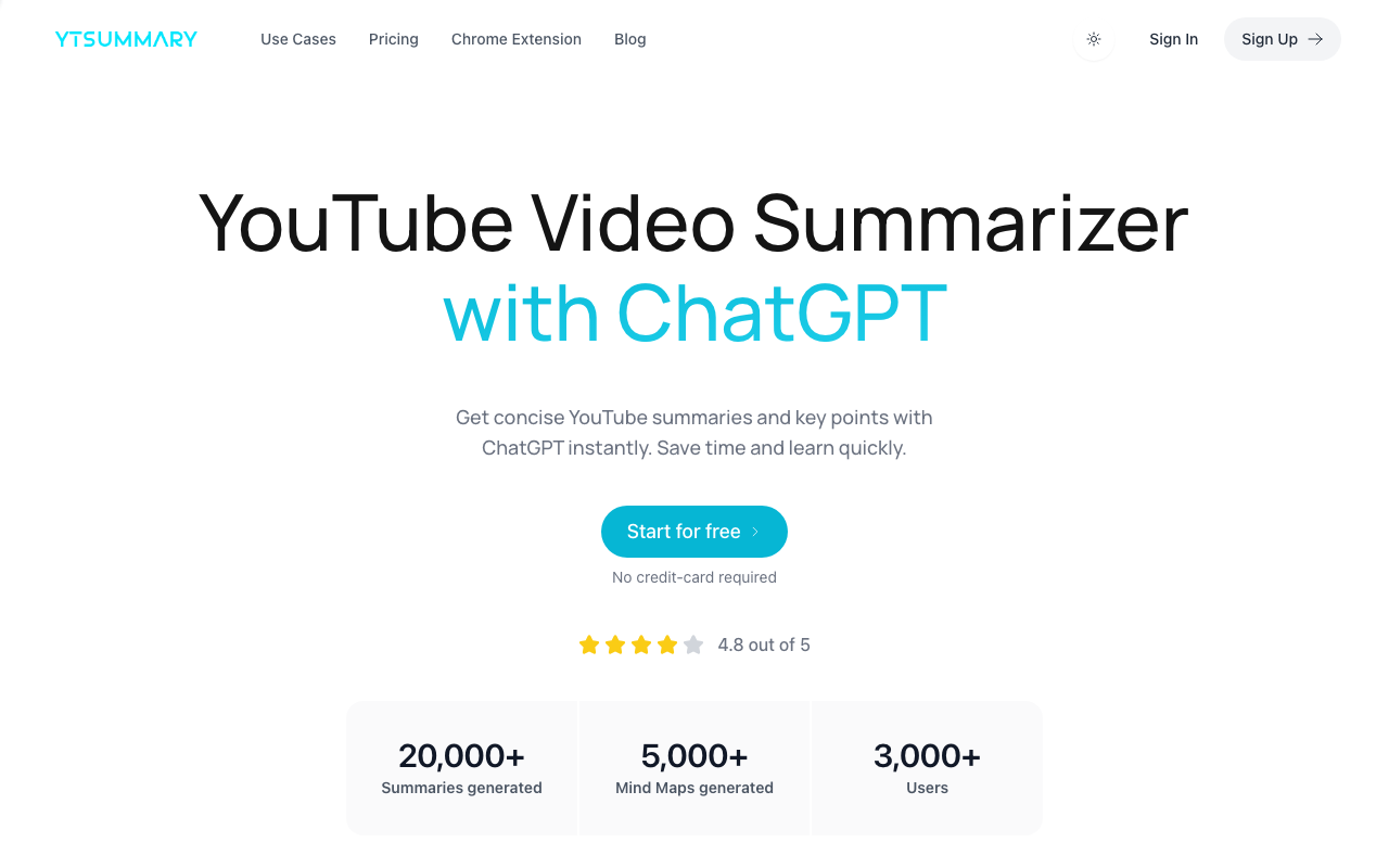 YTSummary product screenshot