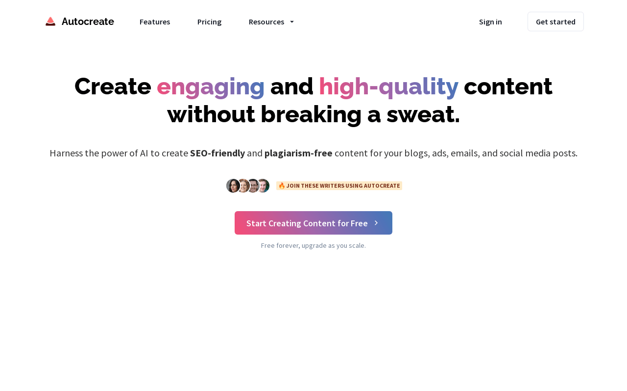 Autocreate product screenshot