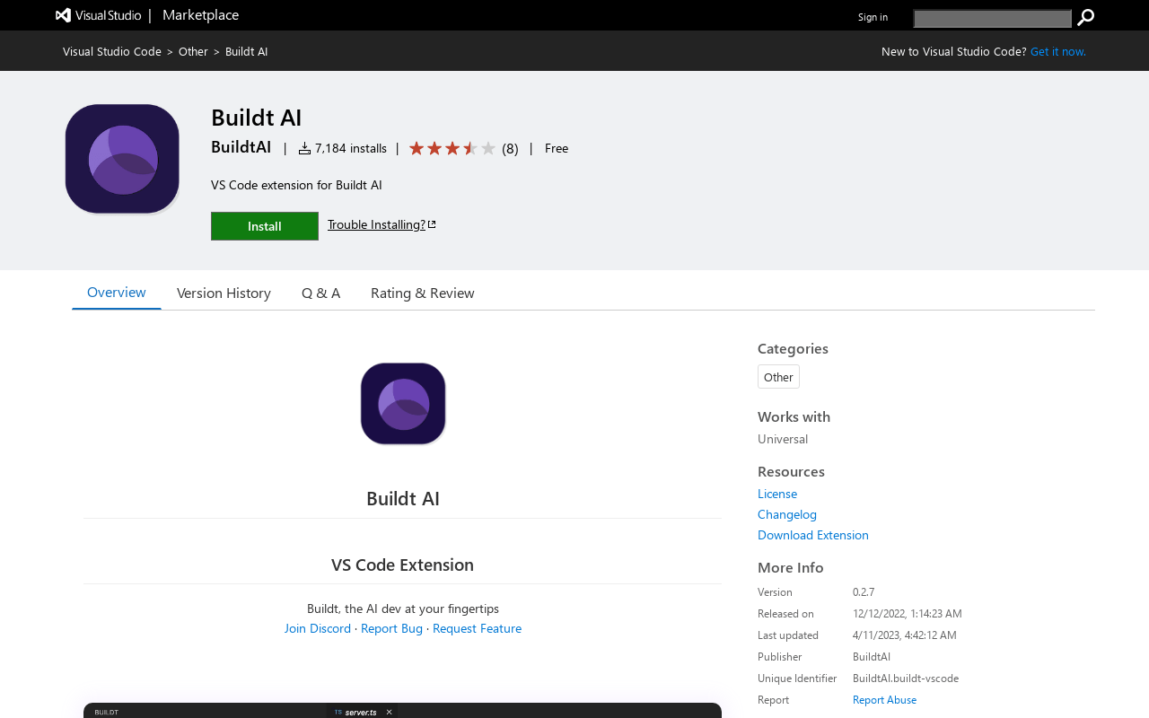Buildt AI product screenshot