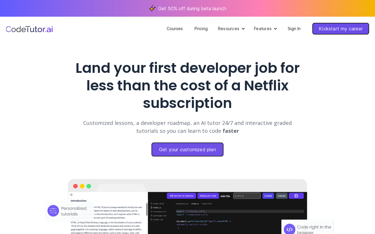 Codetutor.ai product screenshot