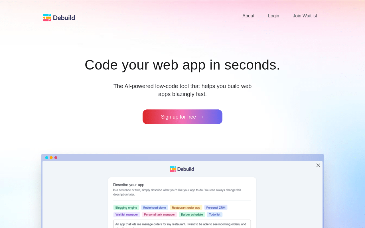 Debuild.app product screenshot
