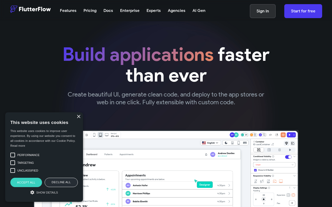 FlutterFlow product screenshot