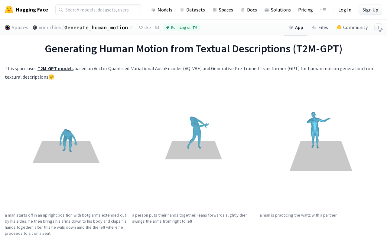 Generate Human Motion product screenshot