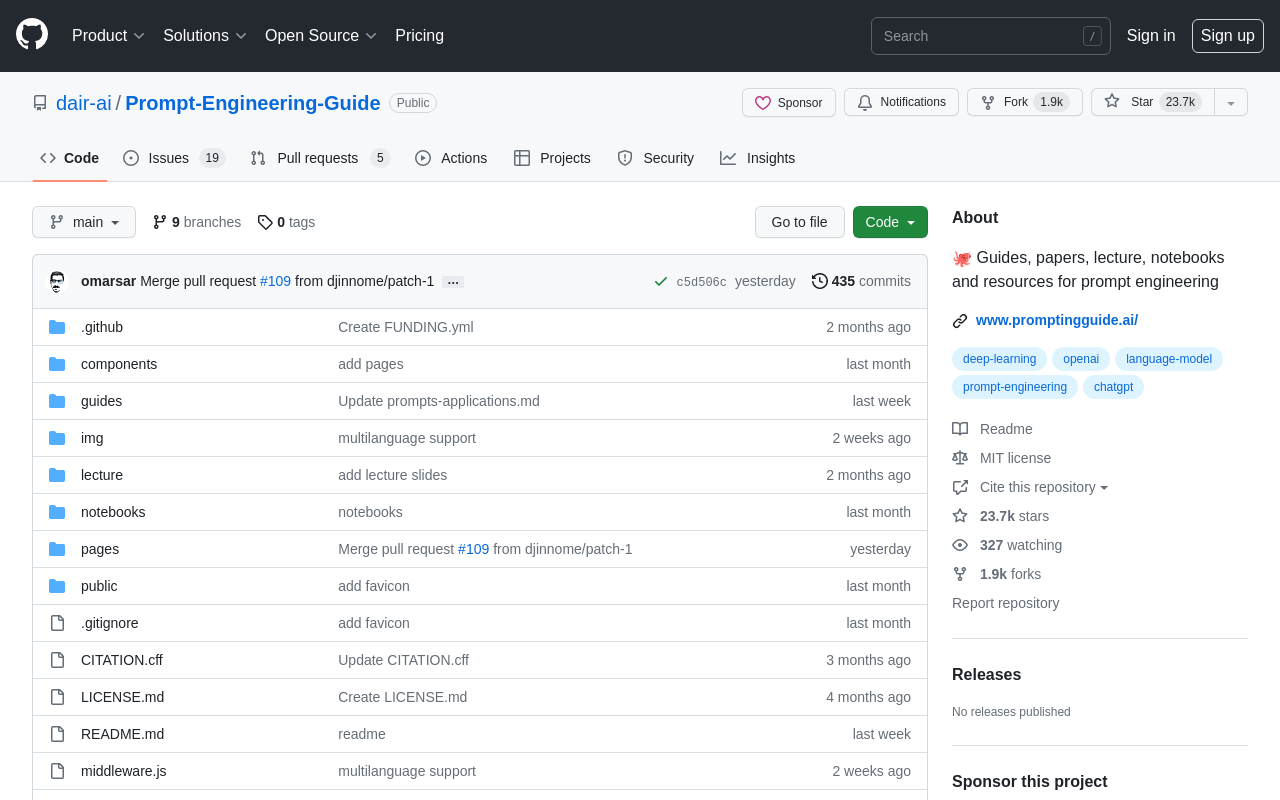 GitHub – dair-ai/Prompt-Engineering-Guide –   Guides, papers, lecture, 
notebooks and resources for prompt engineering product screenshot