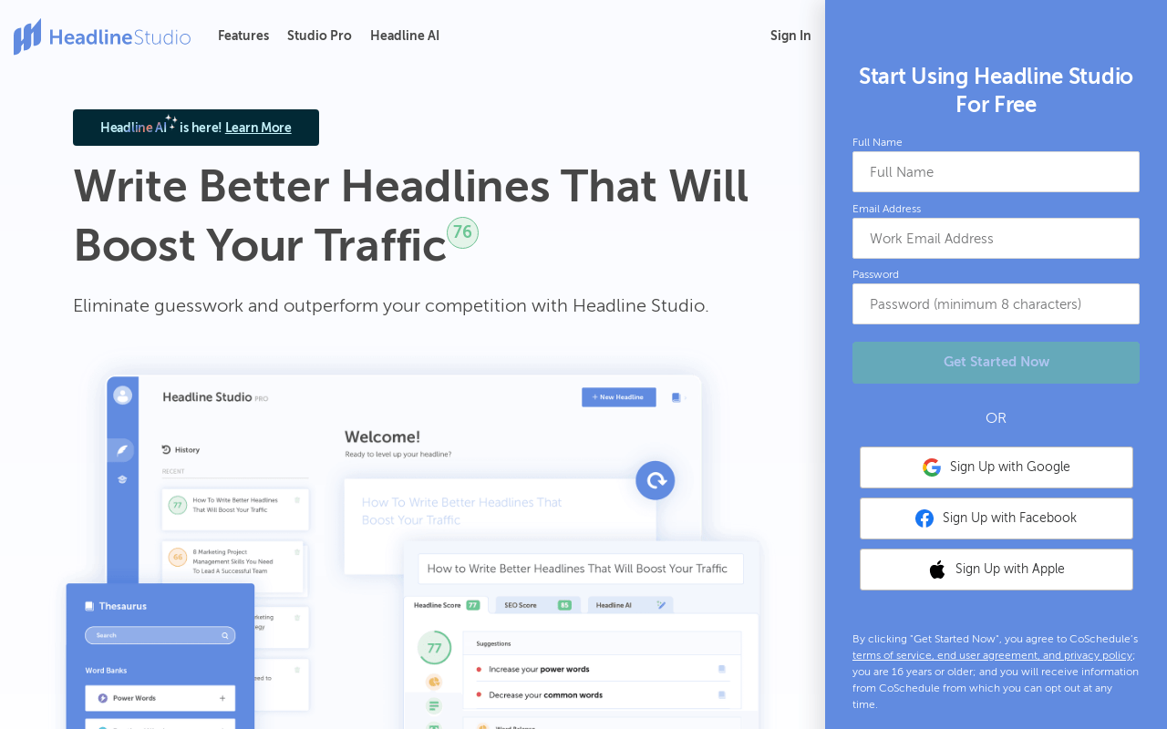 Headline Studio product screenshot