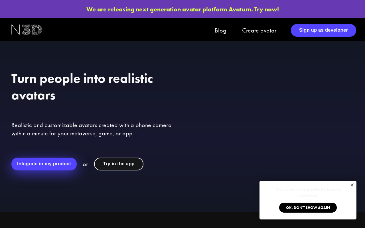 in3D product screenshot