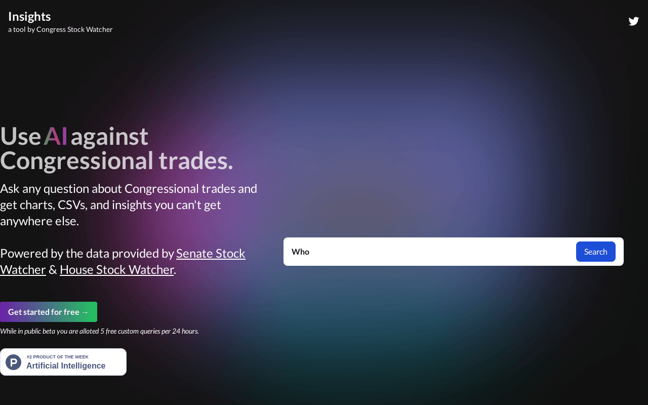 Insights.congressstockwatcher.com product screenshot