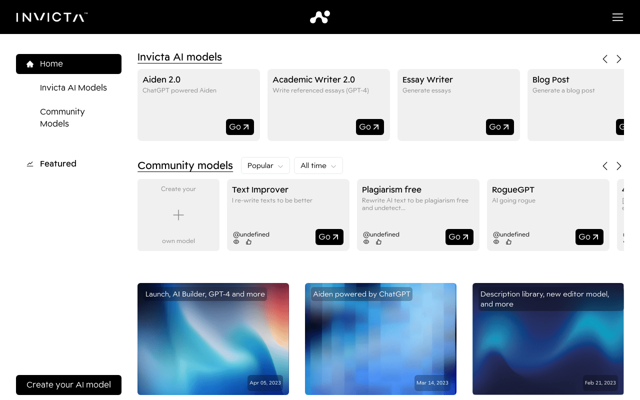 Invicta AI product screenshot