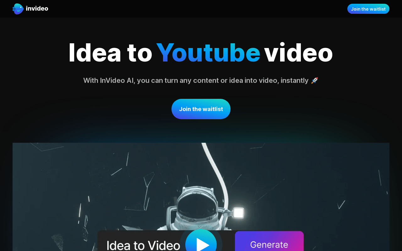 Invideo AI product screenshot