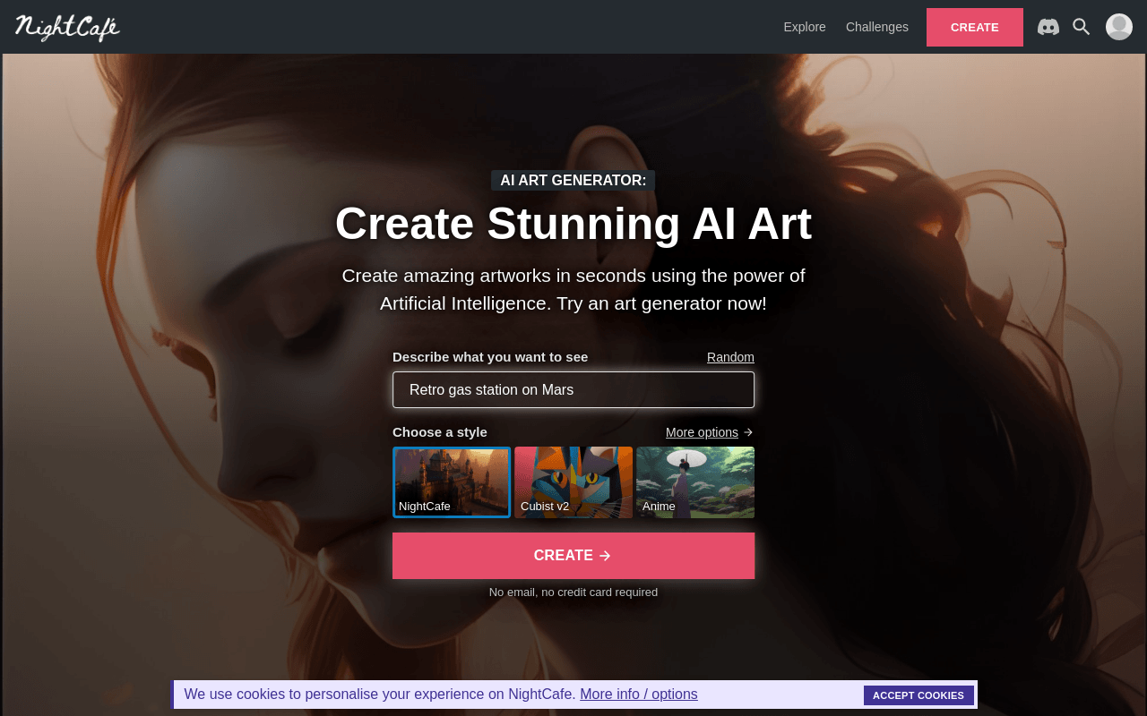NightCafe product screenshot