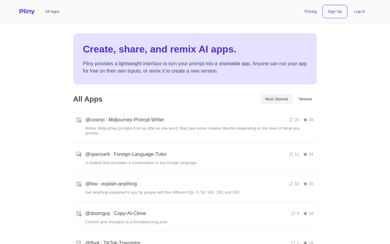 Pliny product screenshot